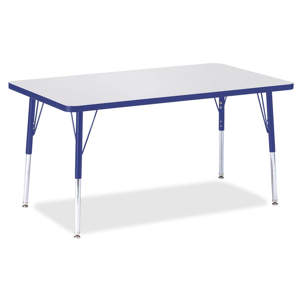 Jonti-Craft Berries Adult Height Color Edge Rectangle Table - Blue Rectangle, Laminated Top - Four Leg Base - 4 Legs - Adjustable Height - 24" to 31" Adjustment - 48" Table Top Length x 30" Table Top . Picture 2