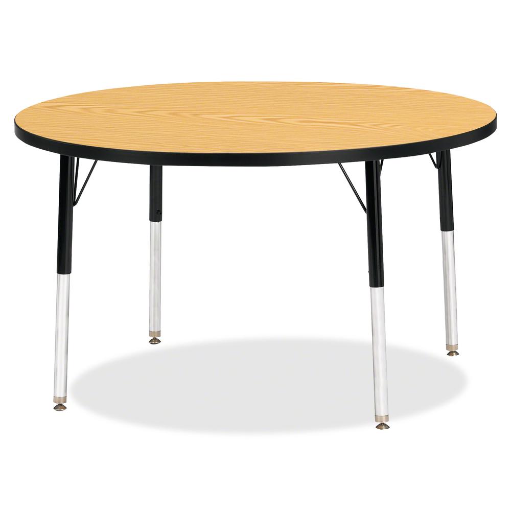 Jonti-Craft Berries Elementary Height Color Top Round Table - Laminated Round, Oak Top - Four Leg Base - 4 Legs - Adjustable Height - 24" to 31" Adjustment x 1.13" Table Top Thickness x 42" Table Top . Picture 2