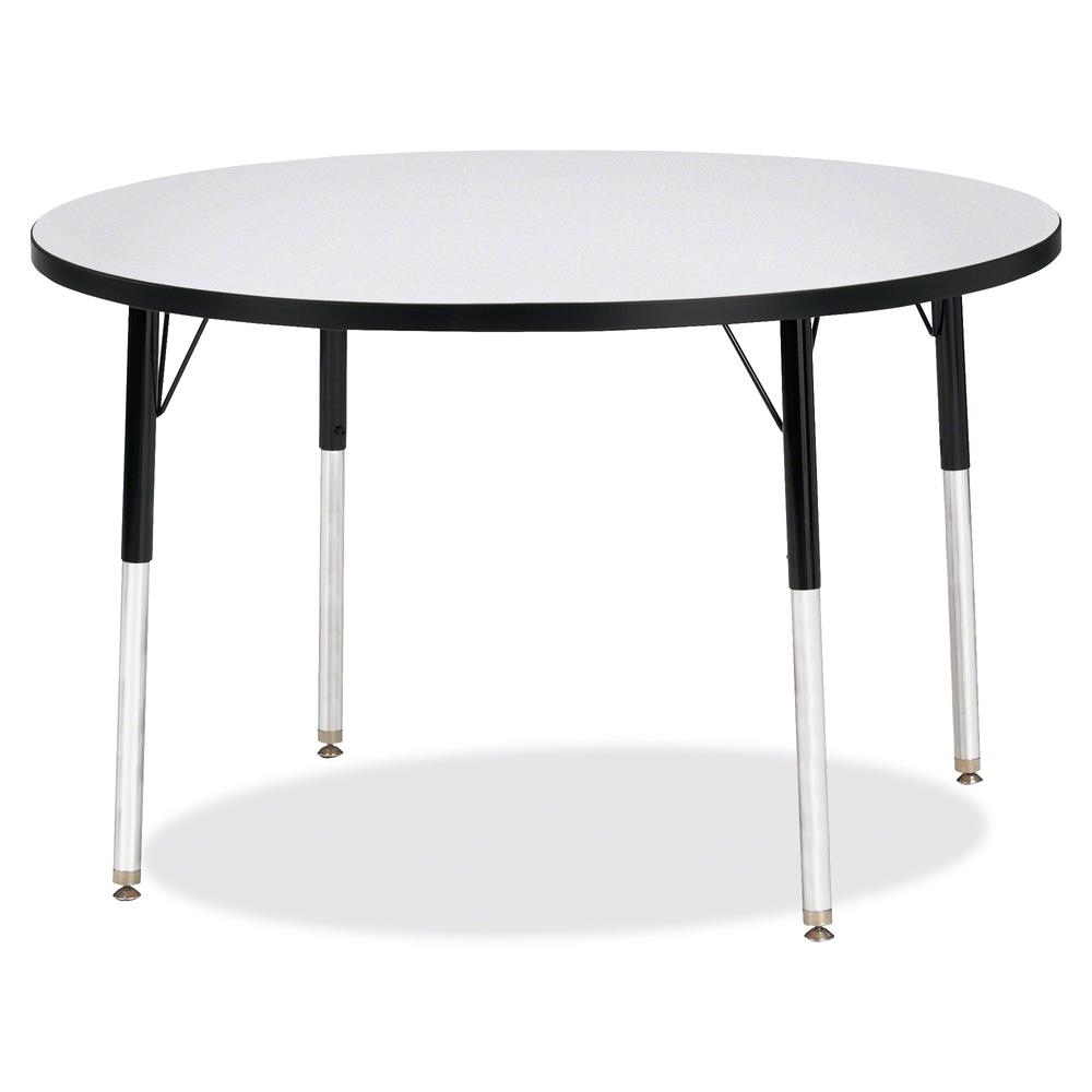 Jonti-Craft Berries Adult Height Color Edge Round Table - Black Round, Laminated Top - Four Leg Base - 4 Legs - Adjustable Height - 24" to 31" Adjustment x 1.13" Table Top Thickness x 42" Table Top Di. Picture 2
