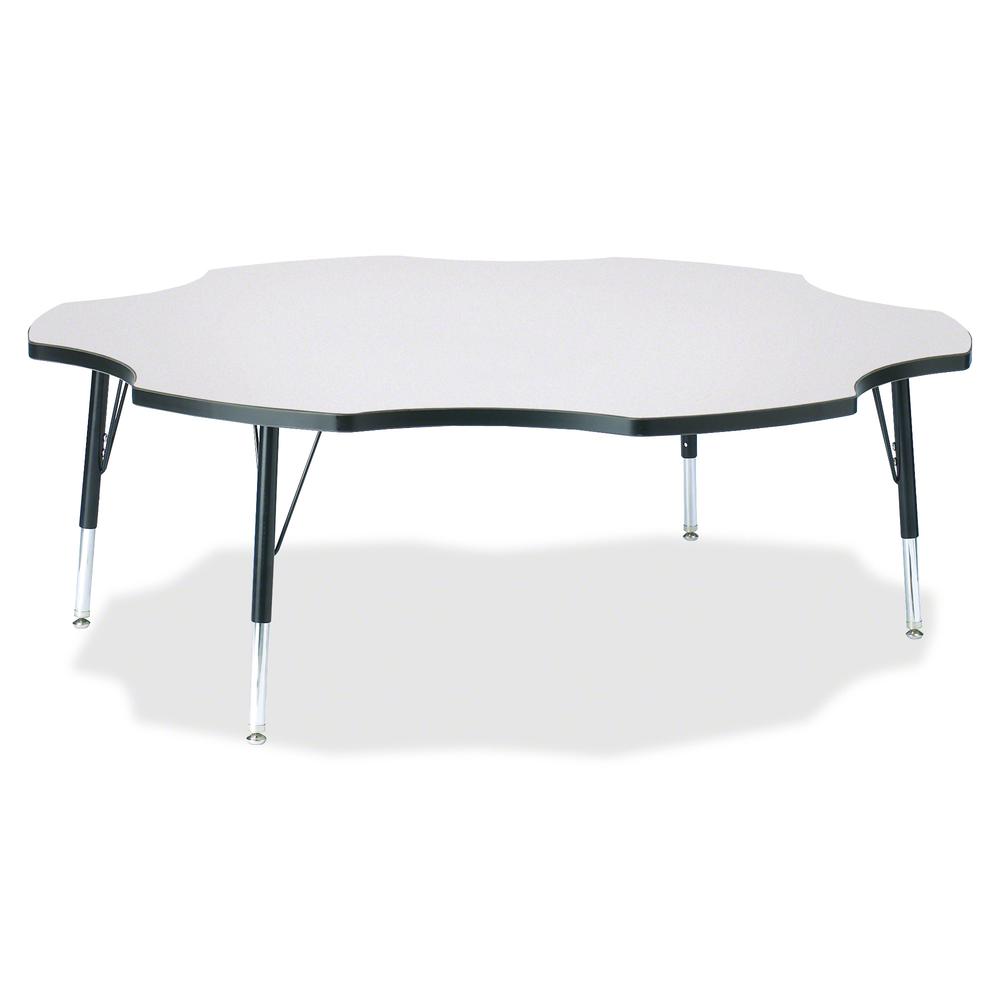 Jonti-Craft Berries Prism Six-Leaf Student Table - Black, Laminated Top - Four Leg Base - 4 Legs - 1.13" Table Top Thickness x 60" Table Top Diameter - 15" Height - Assembly Required - Powder Coated. Picture 3