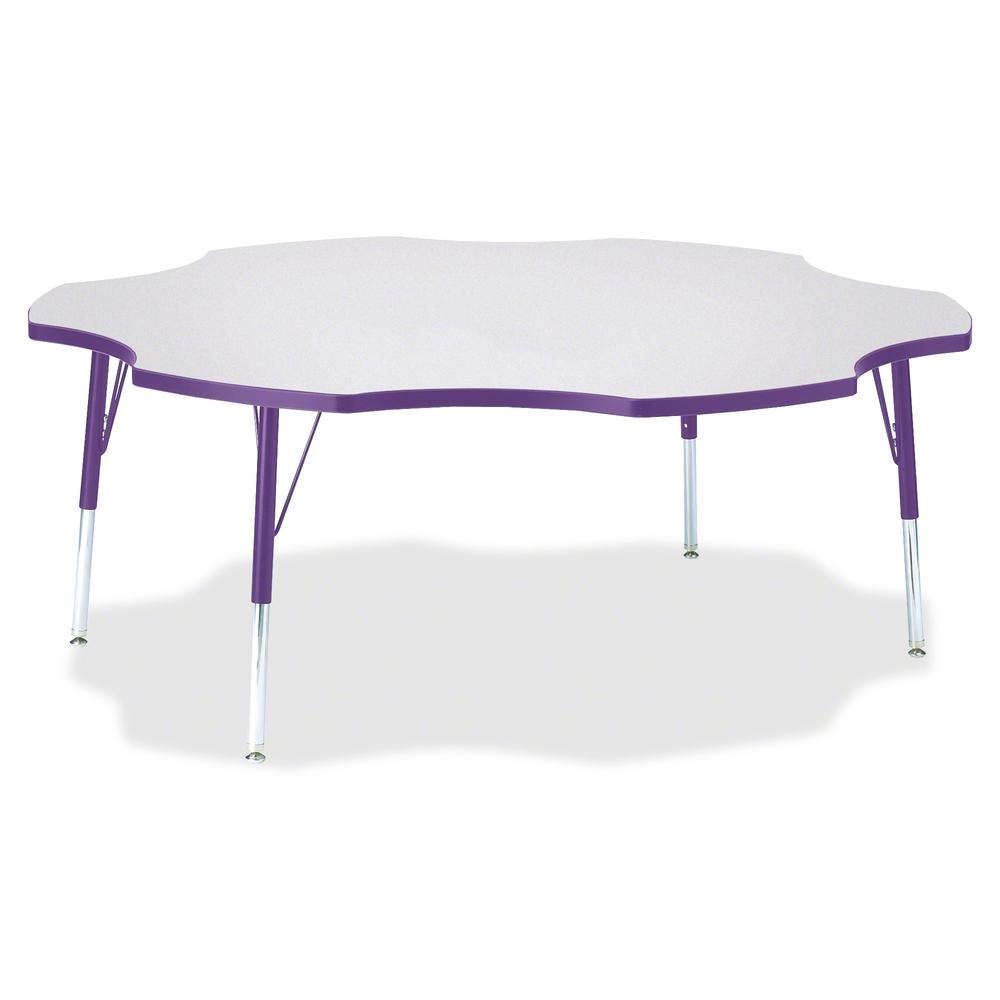 Jonti-Craft Berries Elementary Height Prism Six-Leaf Table - Laminated, Purple Top - Four Leg Base - 4 Legs - Adjustable Height - 15" to 24" Adjustment x 1.13" Table Top Thickness x 60" Table Top Diam. Picture 2