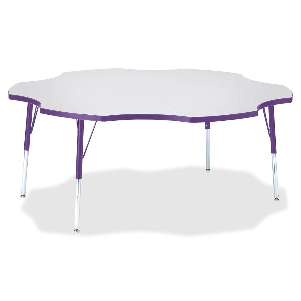 Jonti-Craft Berries Prism Six-Leaf Student Table - Laminated, Purple Top - Four Leg Base - 4 Legs - Adjustable Height - 24" to 31" Adjustment x 1.13" Table Top Thickness x 60" Table Top Diameter - 31". Picture 3