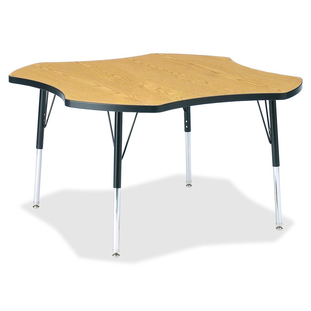 Jonti-Craft Berries Elementary Black Edge Four-leaf Table - Black Oak, Laminated Top - Four Leg Base - 4 Legs - Adjustable Height - 15" to 24" Adjustment x 1.13" Table Top Thickness x 48" Table Top Di. Picture 2