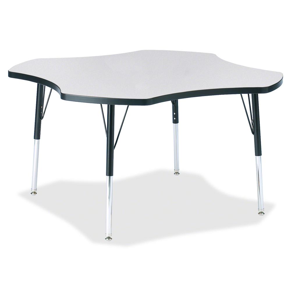 Jonti-Craft Berries Elementary Height Prism Four-Leaf Table - Black, Laminated Top - Four Leg Base - 4 Legs - Adjustable Height - 15" to 24" Adjustment x 1.13" Table Top Thickness x 48" Table Top Diam. Picture 2