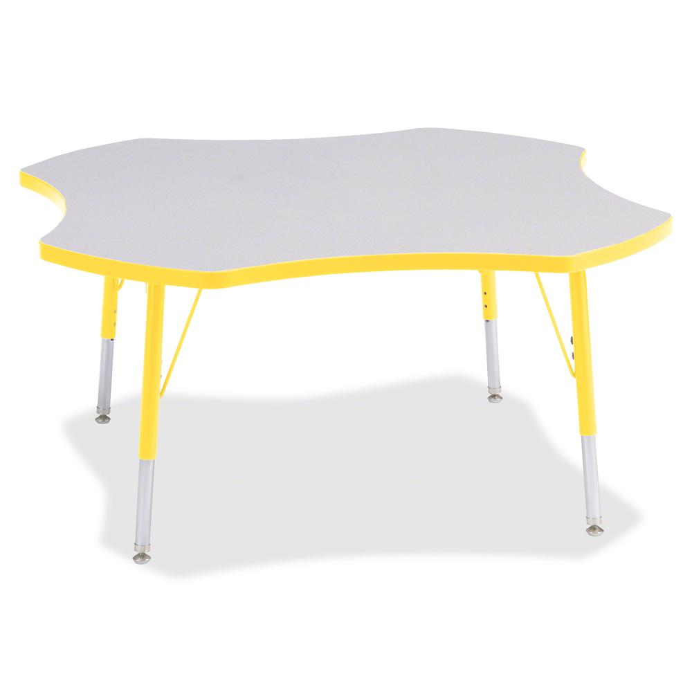 Jonti-Craft Berries Elementary Height Prism Four-Leaf Table - Laminated, Yellow Top - Four Leg Base - 4 Legs - Adjustable Height - 15" to 24" Adjustment x 1.13" Table Top Thickness x 48" Table Top Dia. Picture 2