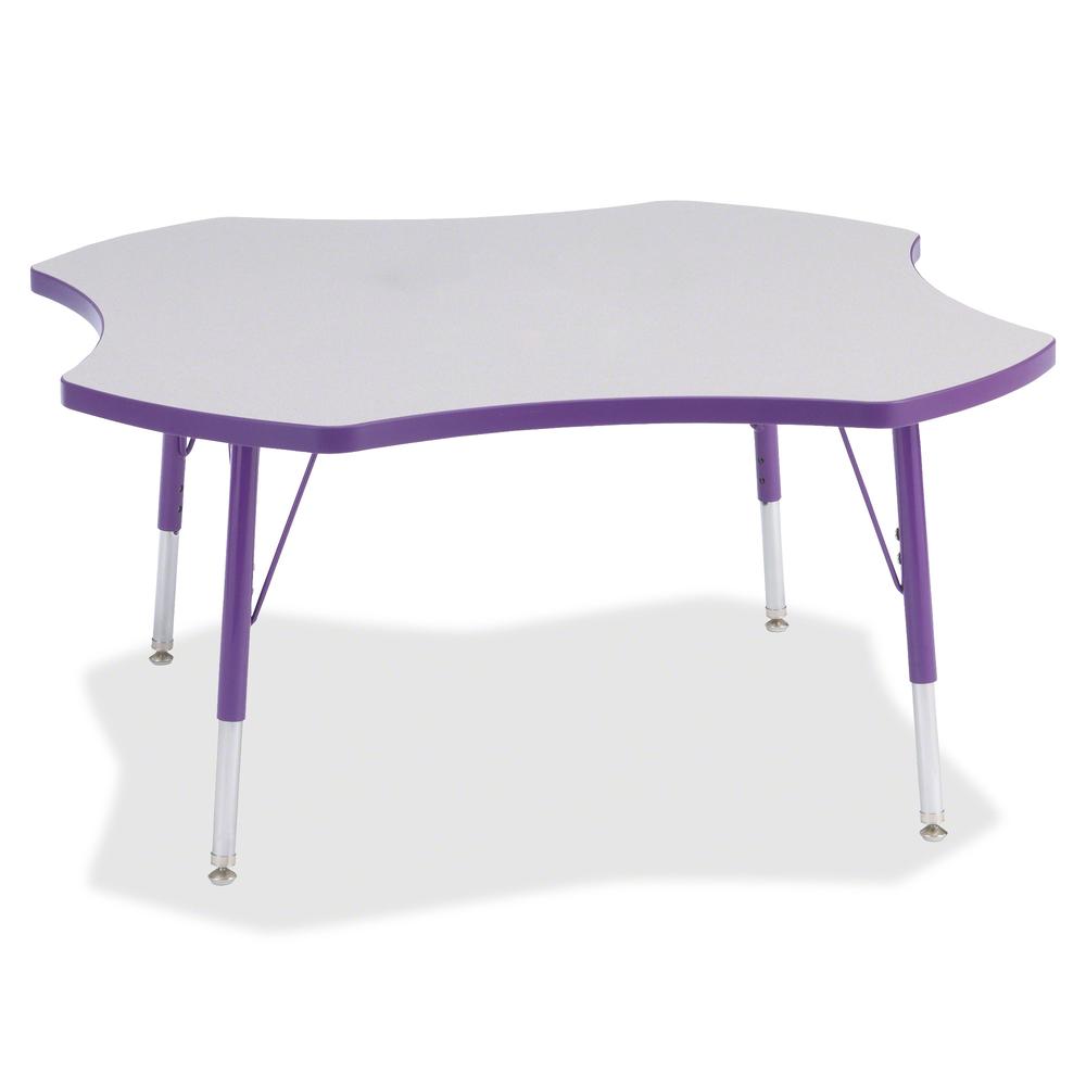 Jonti-Craft Berries Elementary Height Prism Four-Leaf Table - Laminated, Purple Top - Four Leg Base - 4 Legs - Adjustable Height - 15" to 24" Adjustment x 1.13" Table Top Thickness x 48" Table Top Dia. Picture 3