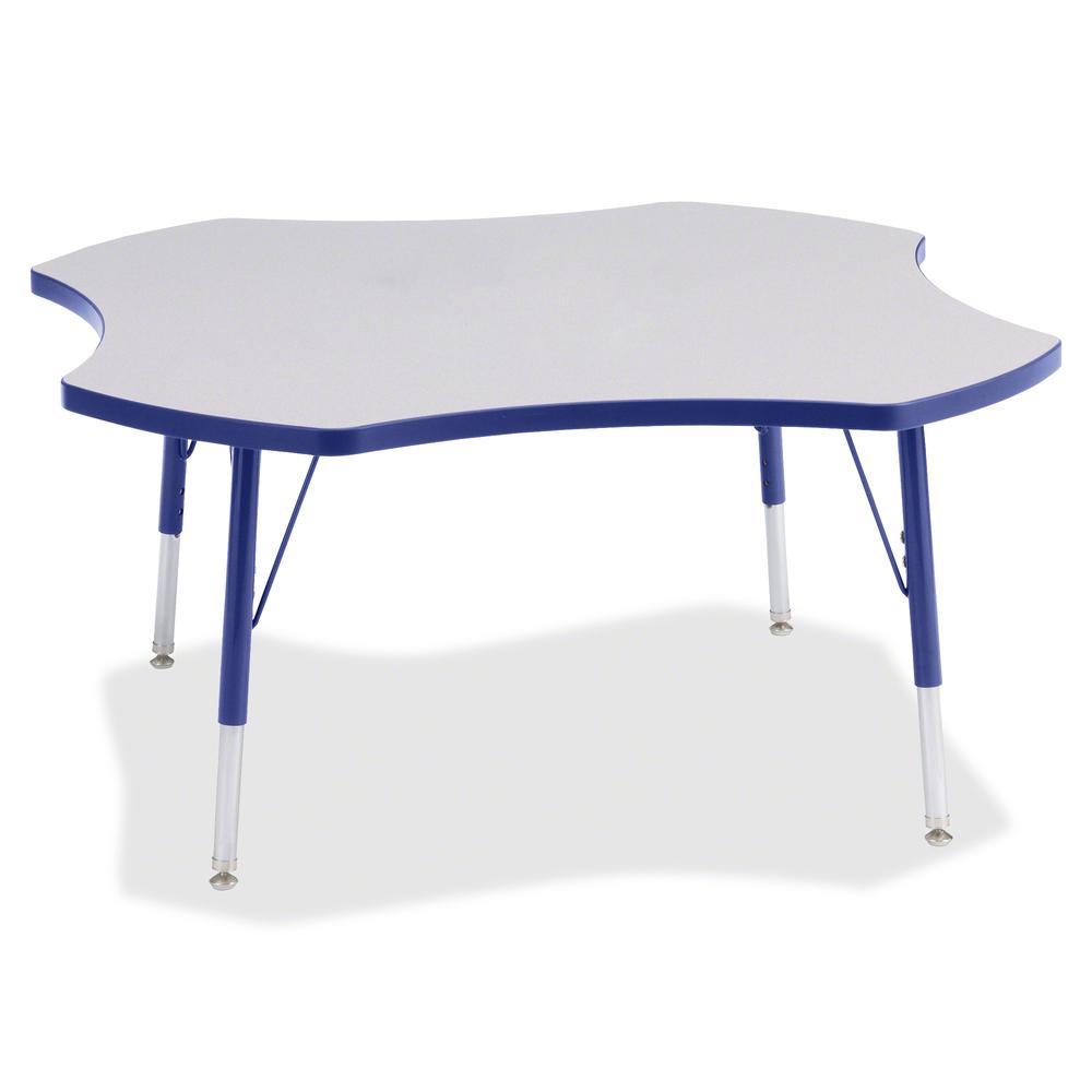 Jonti-Craft Berries Elementary Height Prism Four-Leaf Table - Blue, Laminated Top - Four Leg Base - 4 Legs - Adjustable Height - 15" to 24" Adjustment x 1.13" Table Top Thickness x 48" Table Top Diame. Picture 2