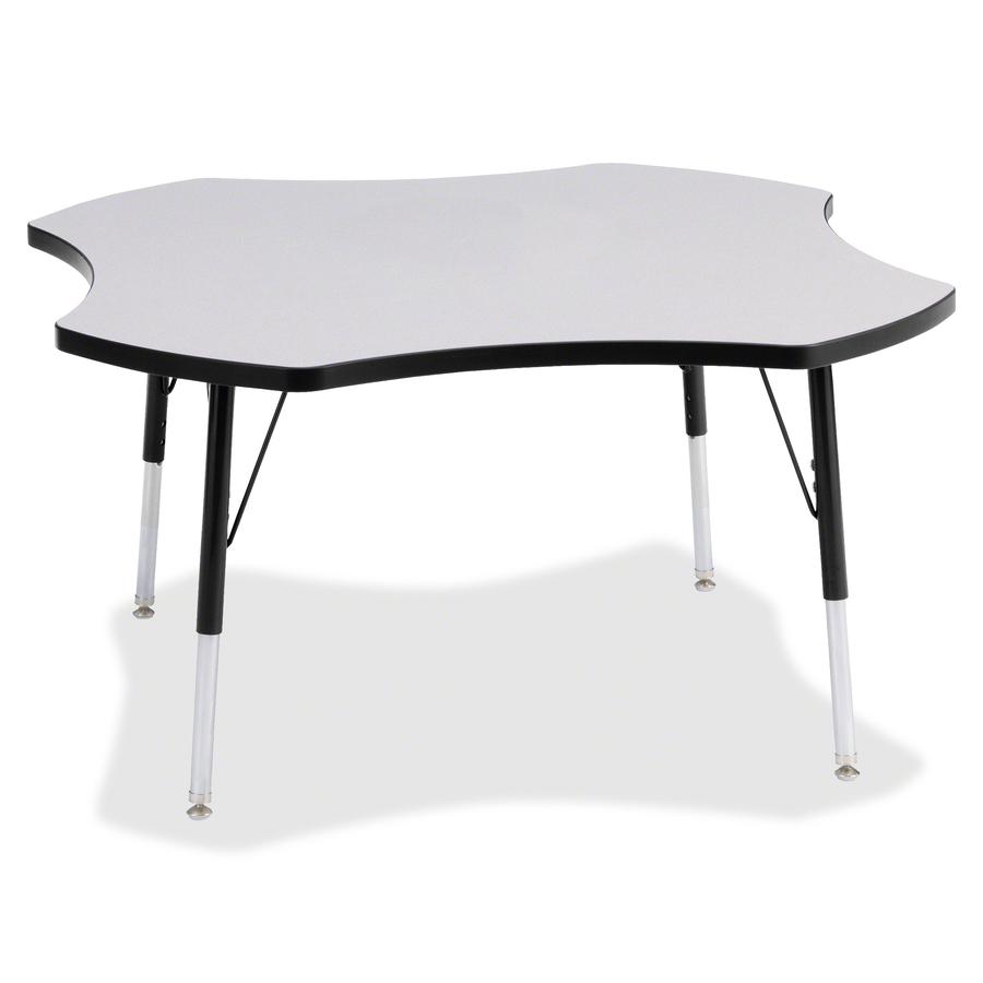 Jonti-Craft Berries Prism Four-Leaf Student Table - Black, Laminated Top - Four Leg Base - 4 Legs - Adjustable Height - 24" to 31" Adjustment x 1.13" Table Top Thickness x 48" Table Top Diameter - 31". Picture 4