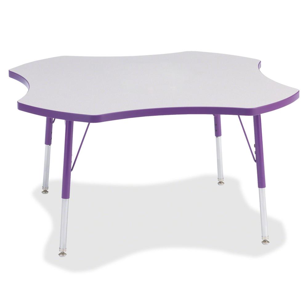 Jonti-Craft Berries Prism Four-Leaf Student Table - Laminated, Purple Top - Four Leg Base - 4 Legs - Adjustable Height - 24" to 31" Adjustment x 1.13" Table Top Thickness x 48" Table Top Diameter - 31. Picture 3
