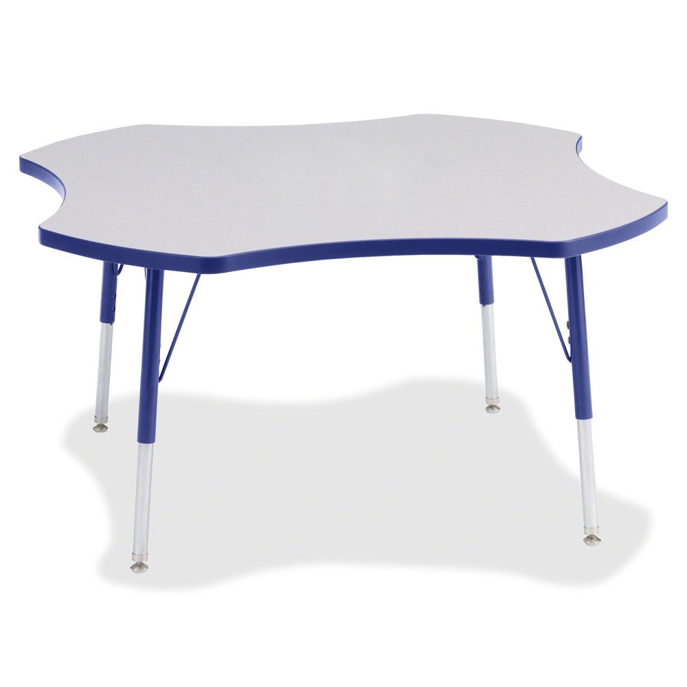 Jonti-Craft Berries Prism Four-Leaf Student Table - Gray, Laminated Top - Four Leg Base - 4 Legs - Adjustable Height - 24" to 31" Adjustment x 1.13" Table Top Thickness x 48" Table Top Diameter - 31" . Picture 2