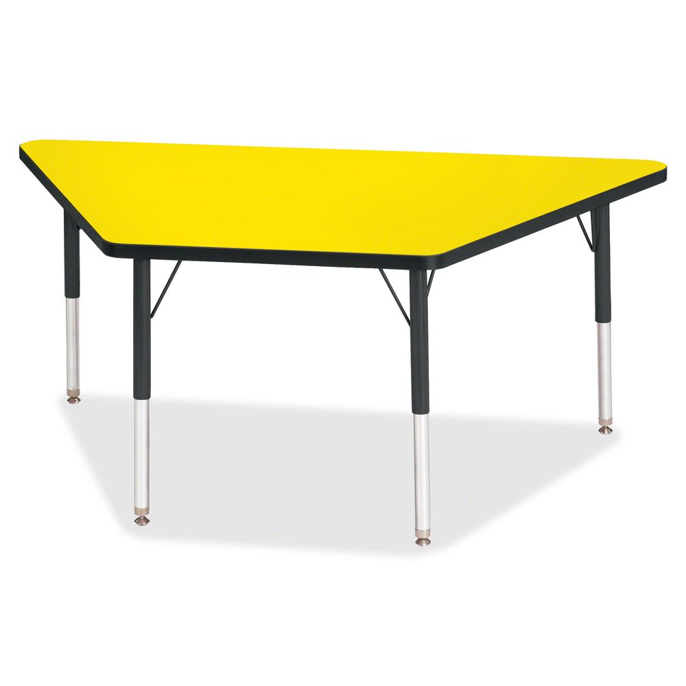 Jonti-Craft Berries Elementary Height Classic Trapezoid Table - Laminated Trapezoid, Yellow Top - Four Leg Base - 4 Legs - 60" Table Top Length x 30" Table Top Width x 1.13" Table Top Thickness - 24" . Picture 2