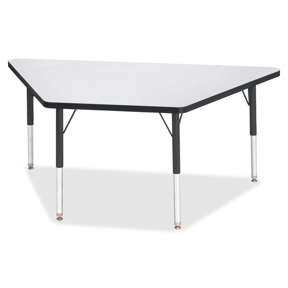 Jonti-Craft Berries Elementary Height Prism Edge Trapezoid Table - Black Trapezoid, Laminated Top - Four Leg Base - 4 Legs - Adjustable Height - 15" to 24" Adjustment - 60" Table Top Length x 30" Tabl. Picture 3