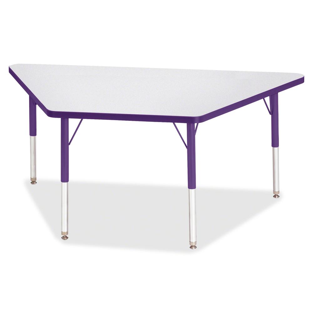 Jonti-Craft Berries Elementary Height Prism Edge Trapezoid Table - Laminated Trapezoid, Purple Top - Four Leg Base - 4 Legs - Adjustable Height - 15" to 24" Adjustment - 60" Table Top Length x 30" Tab. Picture 2