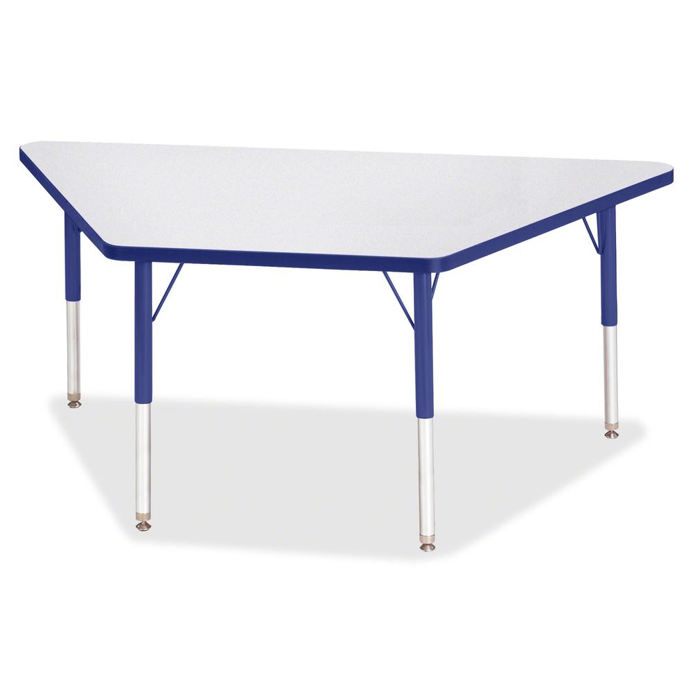 Jonti-Craft Berries Elementary Height Prism Edge Trapezoid Table - For - Table TopBlue Trapezoid, Laminated Top - Four Leg Base - 4 Legs - Adjustable Height - 15" to 24" Adjustment - 60" Table Top Len. Picture 3