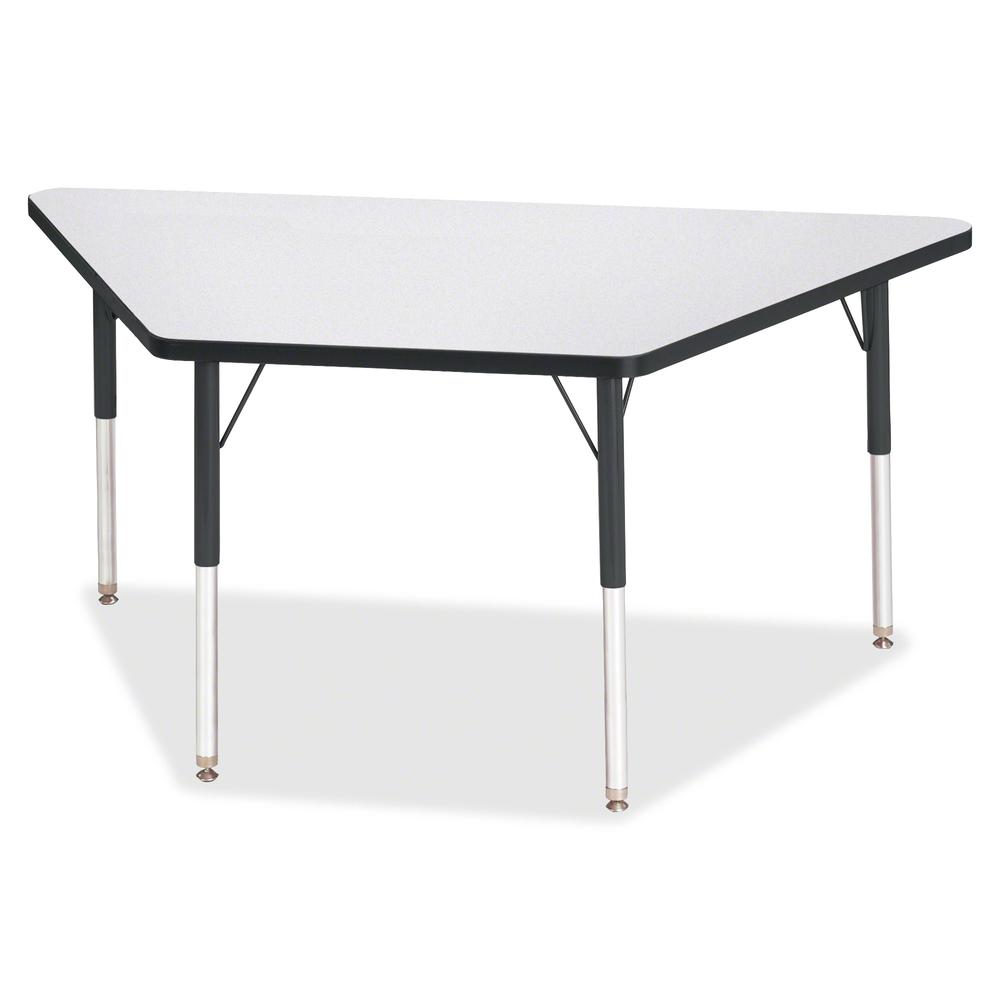 Jonti-Craft Berries Adult-Size Gray Laminate Trapezoid Table - Black Trapezoid, Laminated Top - Four Leg Base - 4 Legs - Adjustable Height - 24" to 31" Adjustment - 60" Table Top Length x 30" Table To. Picture 2
