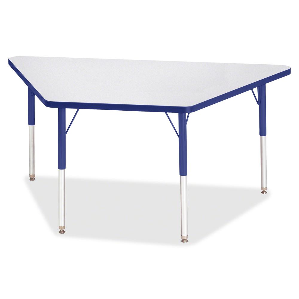 Jonti-Craft Berries Adult-Size Gray Laminate Trapezoid Table - Gray Trapezoid, Laminated Top - Four Leg Base - 4 Legs - Adjustable Height - 24" to 31" Adjustment - 60" Table Top Length x 30" Table Top. Picture 2