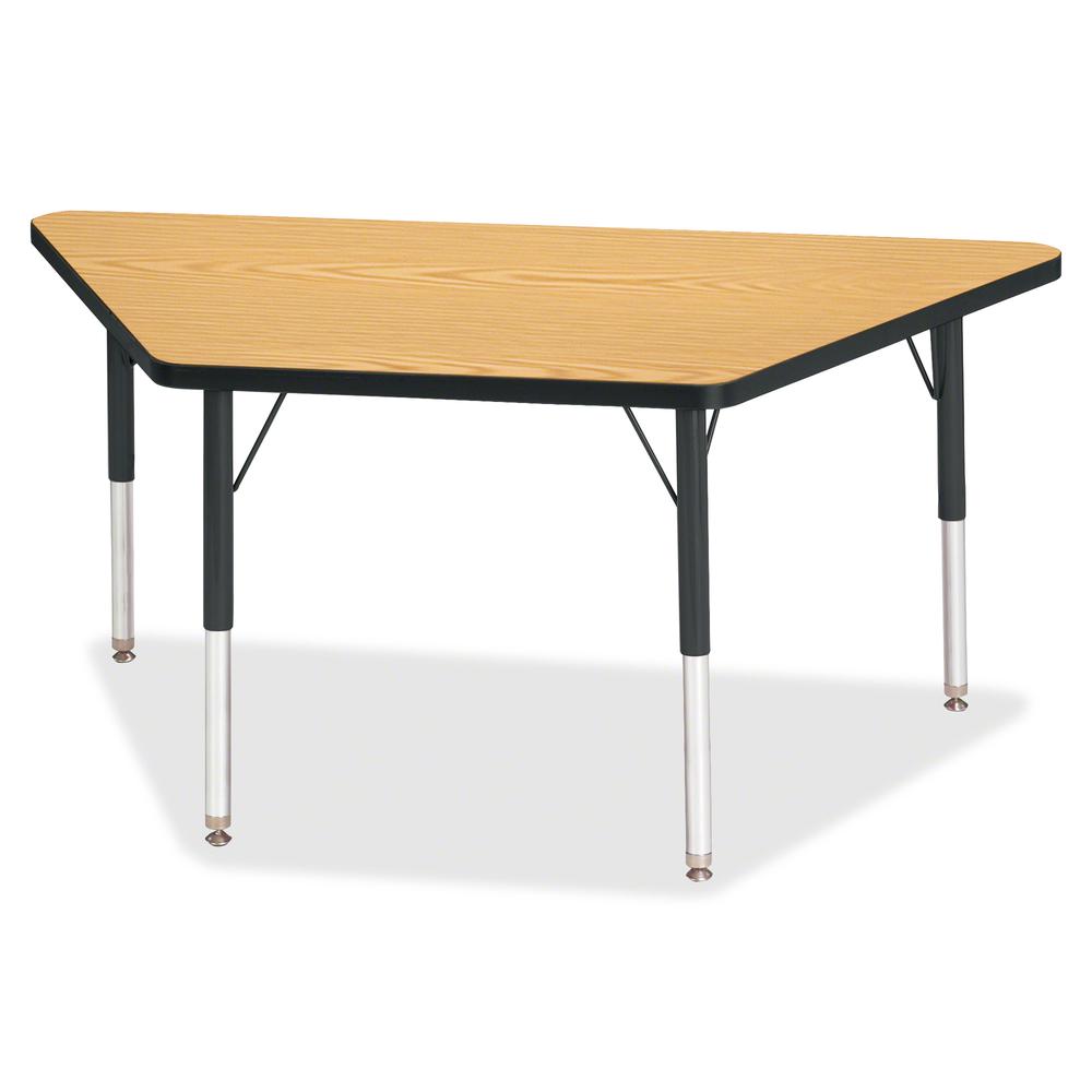 Jonti-Craft Berries Elementary Height Classic Trapezoid Table - Black Oak Trapezoid, Laminated Top - Four Leg Base - 4 Legs - Adjustable Height - 15" to 24" Adjustment - 48" Table Top Length x 24" Tab. Picture 2
