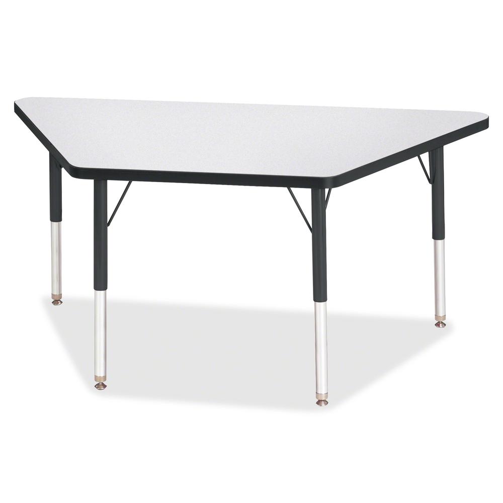 Jonti-Craft Berries Elementary Height Prism Edge Trapezoid Table - Black Trapezoid, Laminated Top - Four Leg Base - 4 Legs - Adjustable Height - 15" to 24" Adjustment - 48" Table Top Length x 24" Tabl. Picture 2
