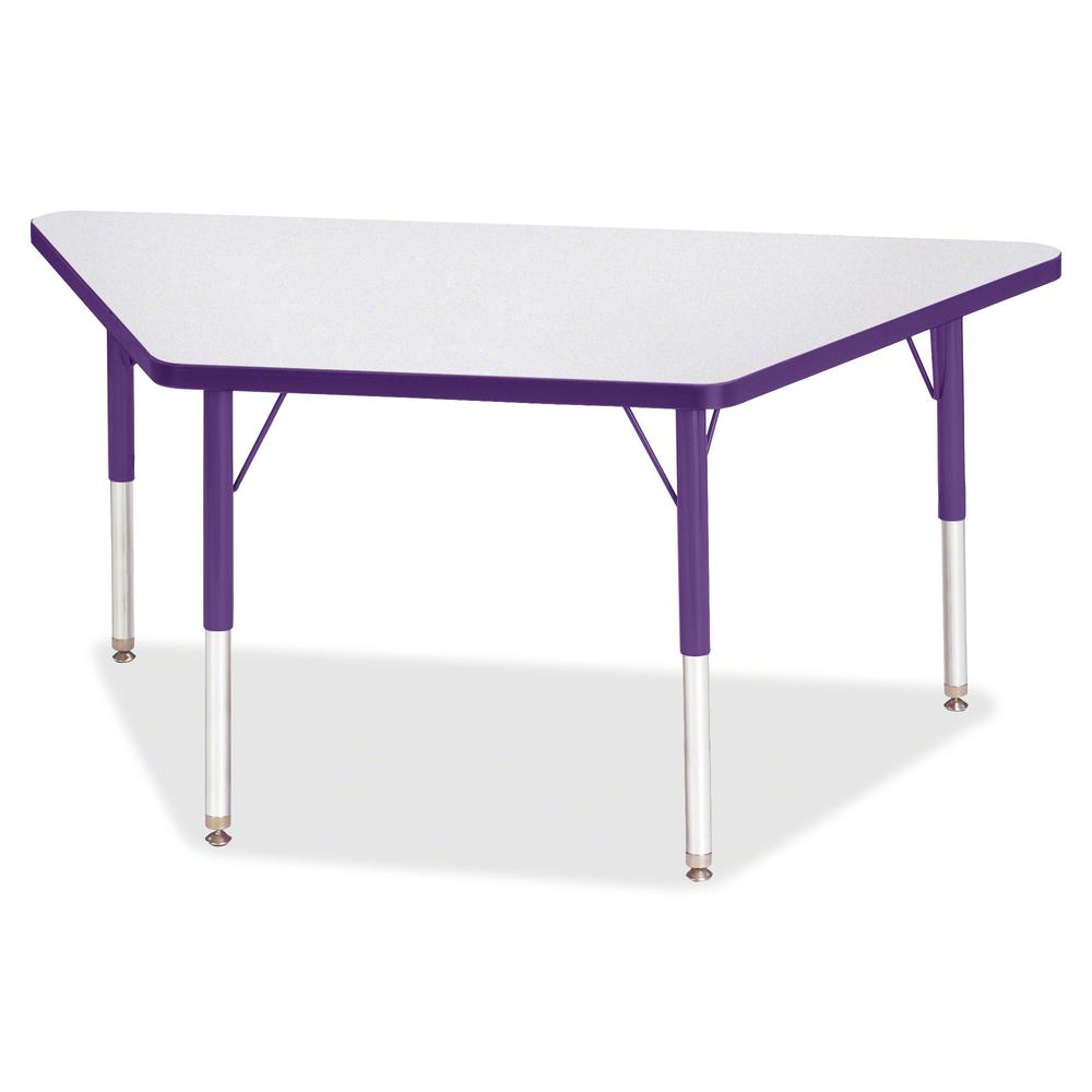 Jonti-Craft Berries Elementary Height Prism Edge Trapezoid Table - Laminated Trapezoid, Purple Top - Four Leg Base - 4 Legs - Adjustable Height - 15" to 24" Adjustment - 48" Table Top Length x 24" Tab. Picture 2