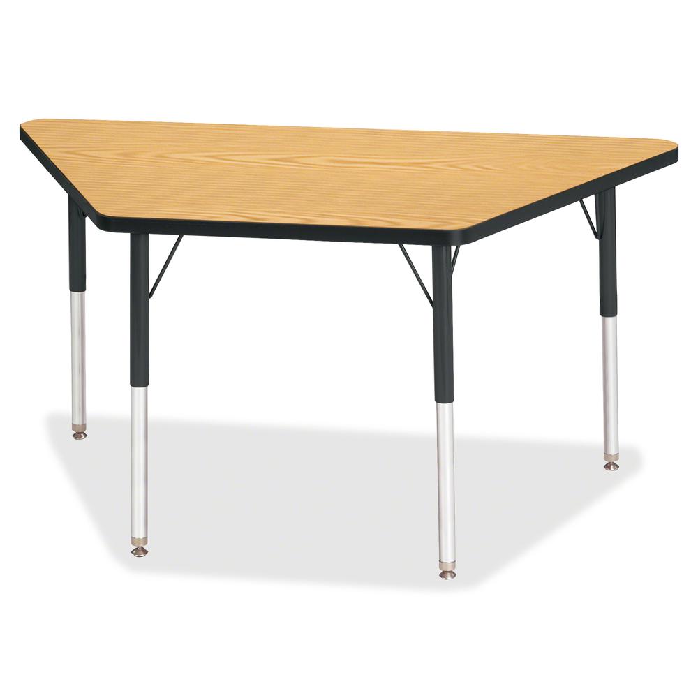 Jonti-Craft Berries Adult-Size Classic Color Trapezoid Table - Black Oak Trapezoid, Laminated Top - Four Leg Base - 4 Legs - Adjustable Height - 24" to 31" Adjustment - 48" Table Top Length x 24" Tabl. Picture 2