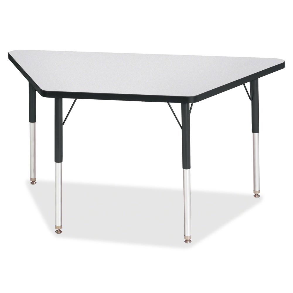 Jonti-Craft Berries Adult-Size Gray Laminate Trapezoid Table - Black Trapezoid, Laminated Top - Four Leg Base - 4 Legs - Adjustable Height - 24" to 31" Adjustment - 48" Table Top Length x 24" Table To. Picture 3