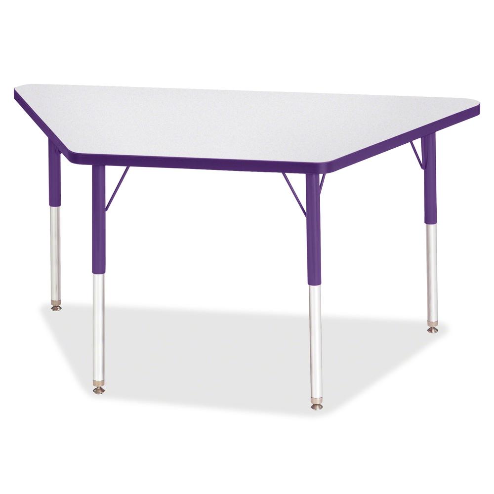 Jonti-Craft Berries Adult-Size Gray Laminate Trapezoid Table - For - Table TopLaminated Trapezoid, Purple Top - Four Leg Base - 4 Legs - Adjustable Height - 24" to 31" Adjustment - 48" Table Top Lengt. Picture 2