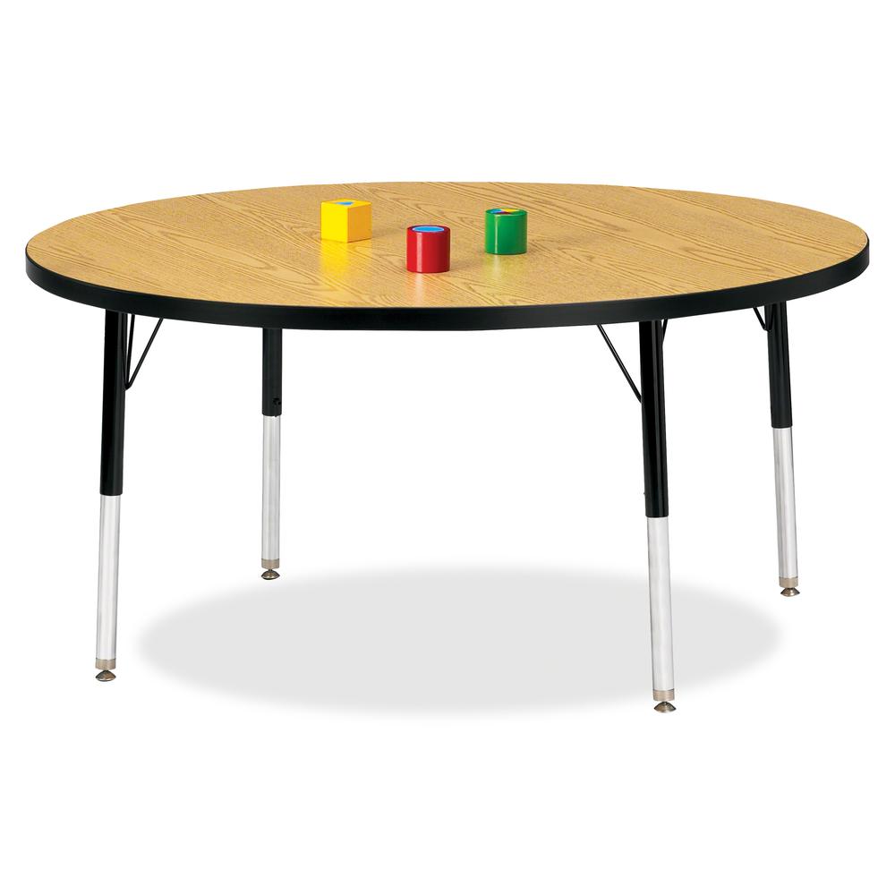 Jonti-Craft Berries Elementary Height Color Top Round Table - Black Oak Round, Laminated Top - Four Leg Base - 4 Legs - Adjustable Height - 15" to 24" Adjustment x 1.13" Table Top Thickness x 48" Tabl. Picture 2