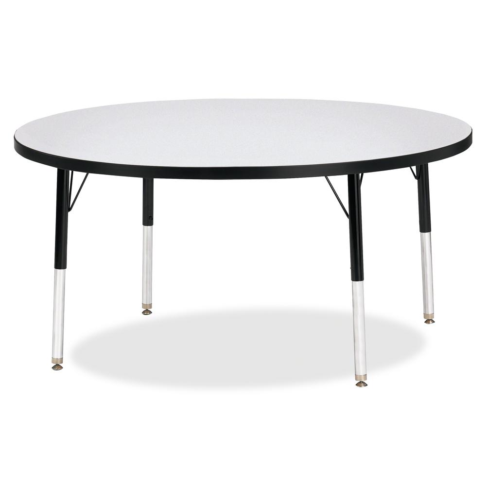 Jonti-Craft Berries Elementary Height Color Edge Round Table - Black Round Top - Four Leg Base - 4 Legs - Adjustable Height - 15" to 24" Adjustment x 1.13" Table Top Thickness x 48" Table Top Diameter. Picture 3