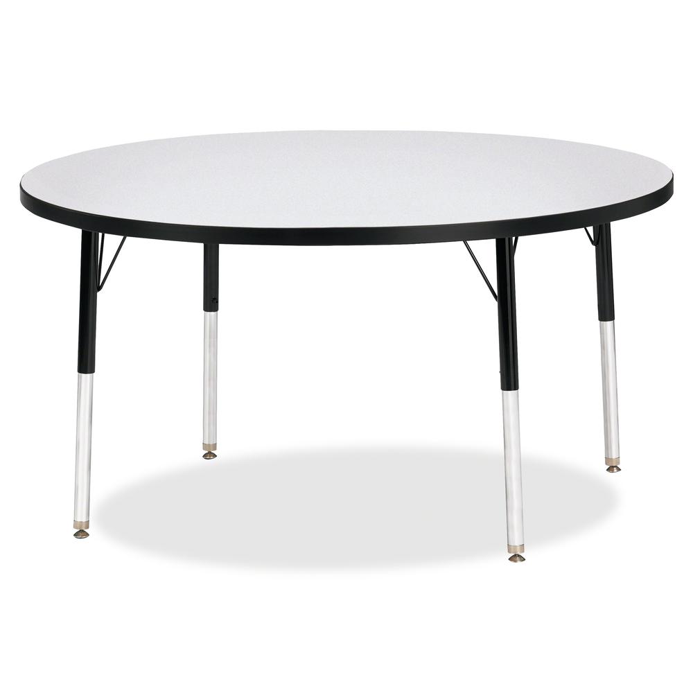 Jonti-Craft Berries Adult Height Color Edge Round Table - Black Round, Laminated Top - Four Leg Base - 4 Legs - Adjustable Height - 24" to 31" Adjustment x 1.13" Table Top Thickness x 48" Table Top Di. Picture 2