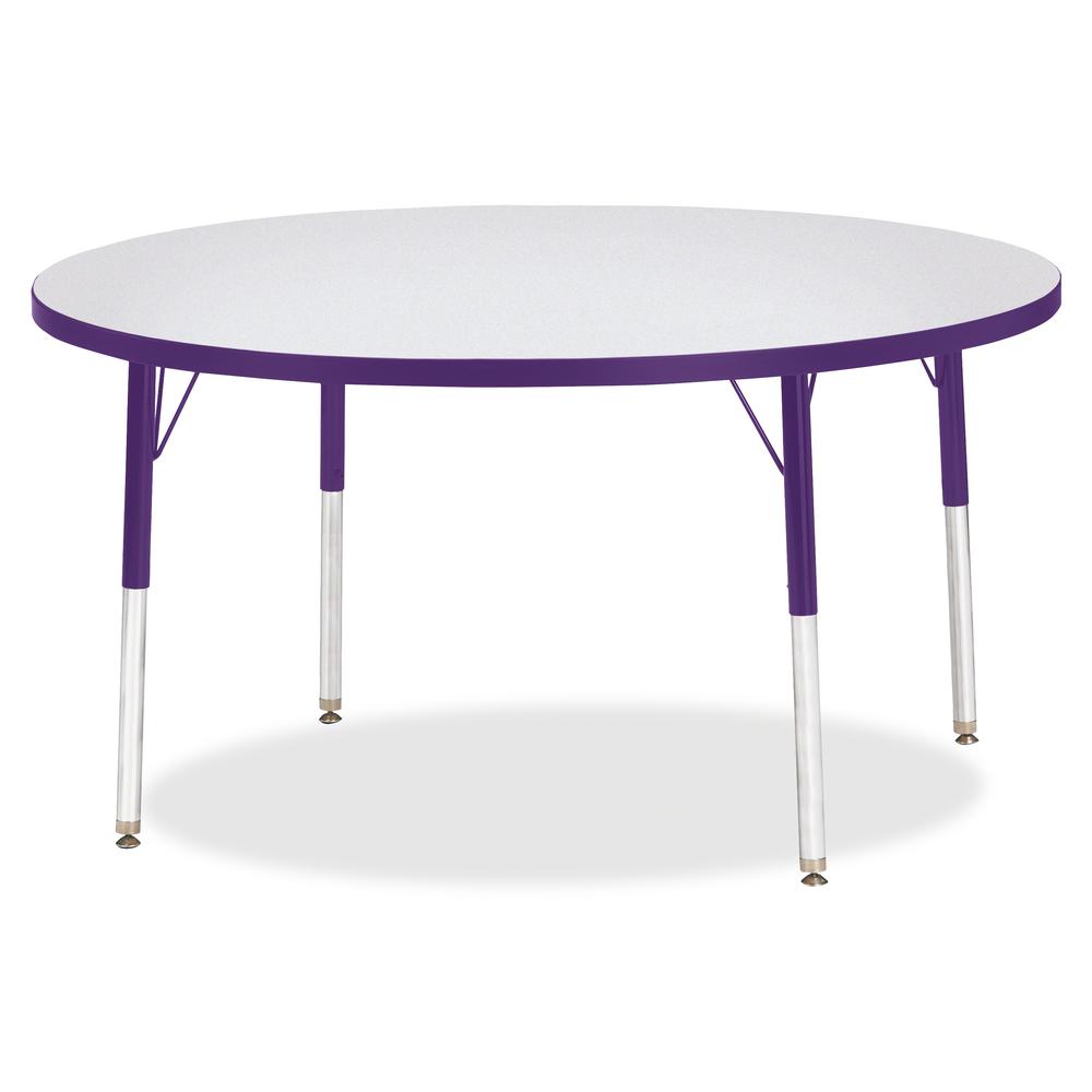 Jonti-Craft Berries Adult Height Color Edge Round Table - Laminated Round, Purple Top - Four Leg Base - 4 Legs - Adjustable Height - 24" to 31" Adjustment x 1.13" Table Top Thickness x 48" Table Top D. Picture 3
