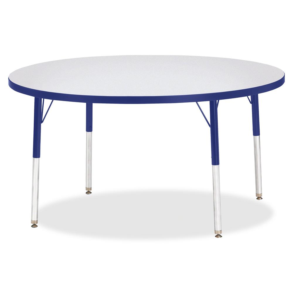 Jonti-Craft Berries Adult Height Color Edge Round Table - Gray Round, Laminated Top - Four Leg Base - 4 Legs - Adjustable Height - 24" to 31" Adjustment x 1.13" Table Top Thickness x 48" Table Top Dia. Picture 2