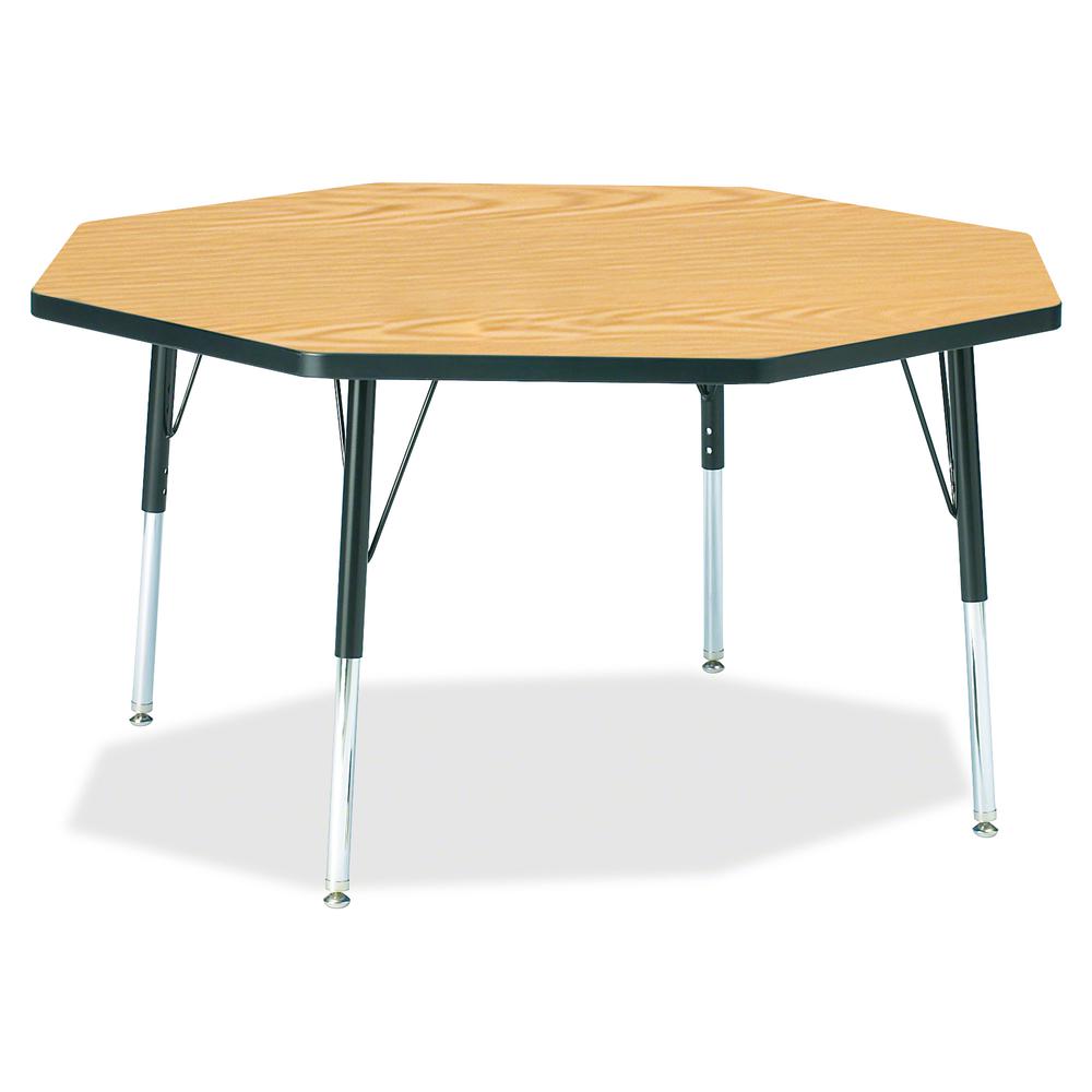 Jonti-Craft Berries Elementary Height Color Top Octagon Table - For - Table TopBlack Oak Octagonal, Laminated Top - Four Leg Base - 4 Legs - Adjustable Height - 15" to 24" Adjustment x 1.13" Table Top. Picture 2