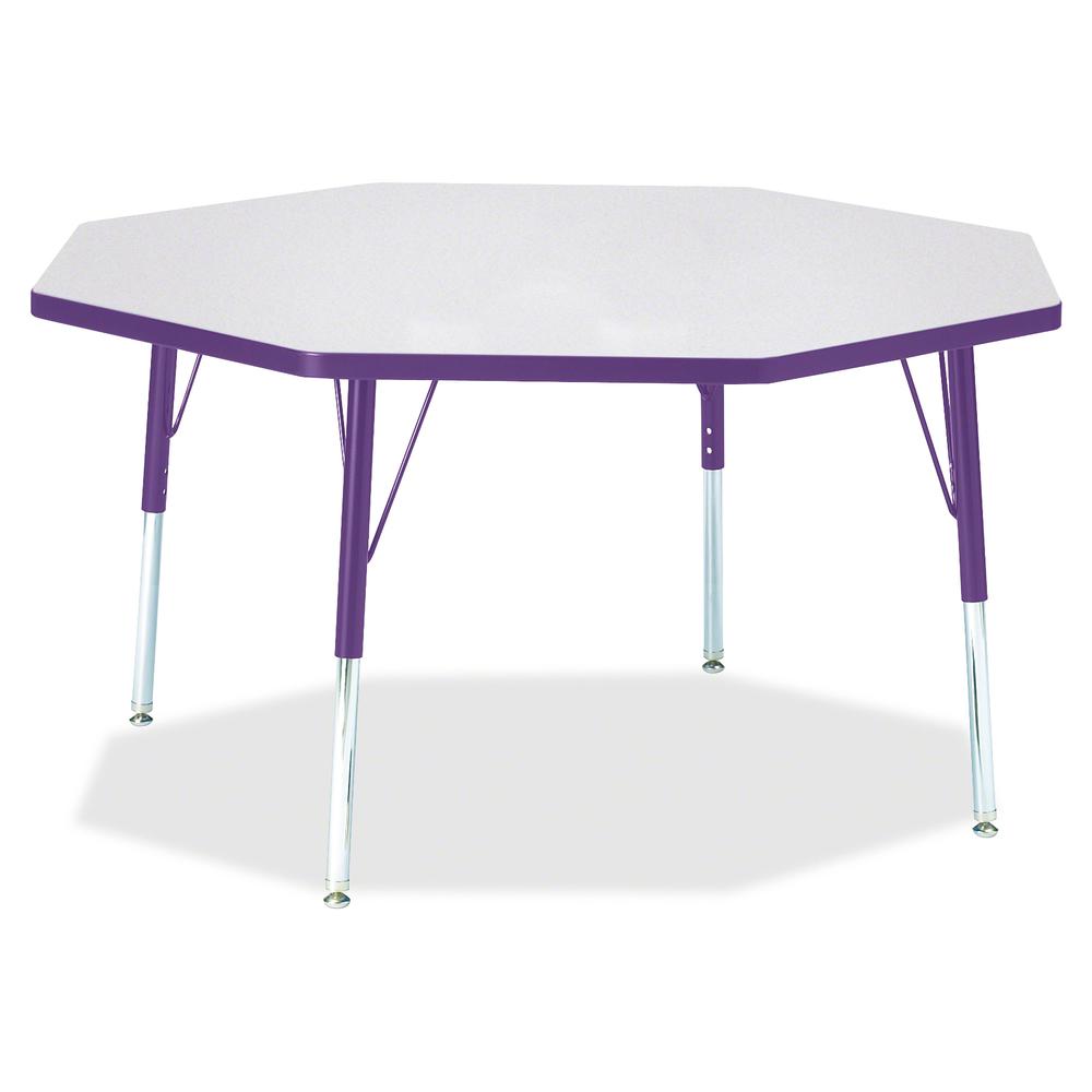 Jonti-Craft Berries Elementary Height Color Edge Octagon Table - For - Table TopLaminated Octagonal, Purple Top - Four Leg Base - 4 Legs - Adjustable Height - 15" to 24" Adjustment x 1.13" Table Top T. Picture 3