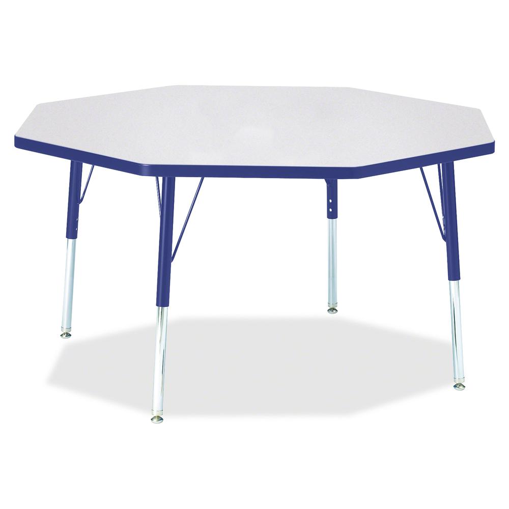 Jonti-Craft Berries Elementary Height Color Edge Octagon Table - Gray Octagonal, Laminated Top - Four Leg Base - 4 Legs - Adjustable Height - 15" to 24" Adjustment x 1.13" Table Top Thickness x 48" Ta. Picture 2