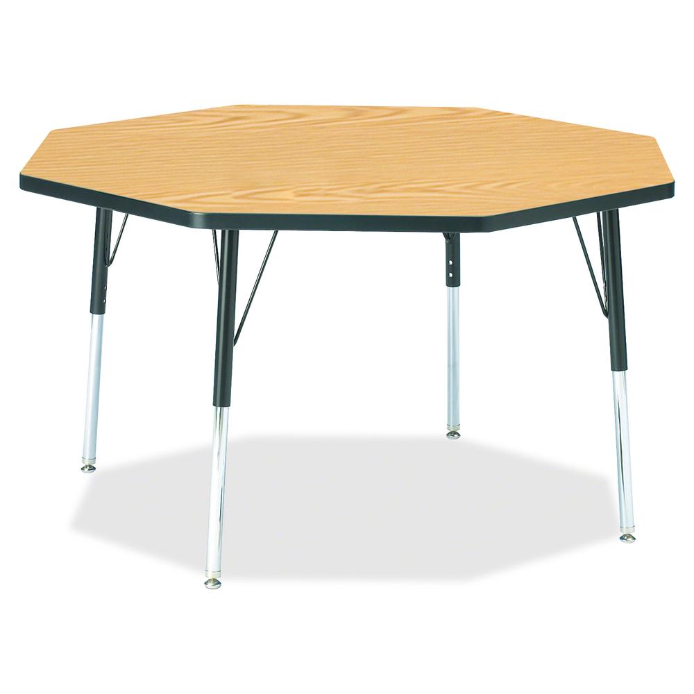 Jonti-Craft Berries Adult Height Color Top Octagon Table - Black Oak Octagonal, Laminated Top - Four Leg Base - 4 Legs - Adjustable Height - 24" to 31" Adjustment x 1.13" Table Top Thickness x 48" Tab. Picture 2