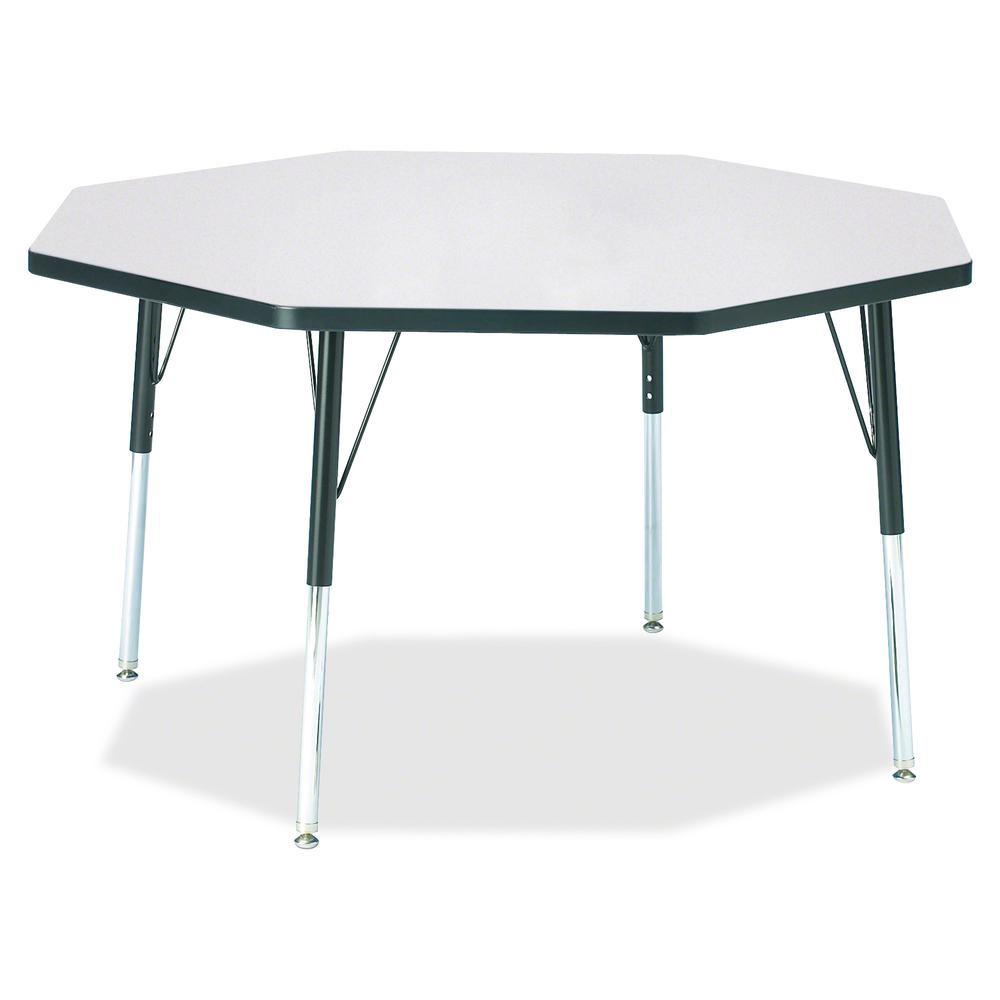 Jonti-Craft Berries Adult Height Color Edge Octagon Table - Black Octagonal, Laminated Top - Four Leg Base - 4 Legs - Adjustable Height - 24" to 31" Adjustment x 1.13" Table Top Thickness x 48" Table . Picture 2