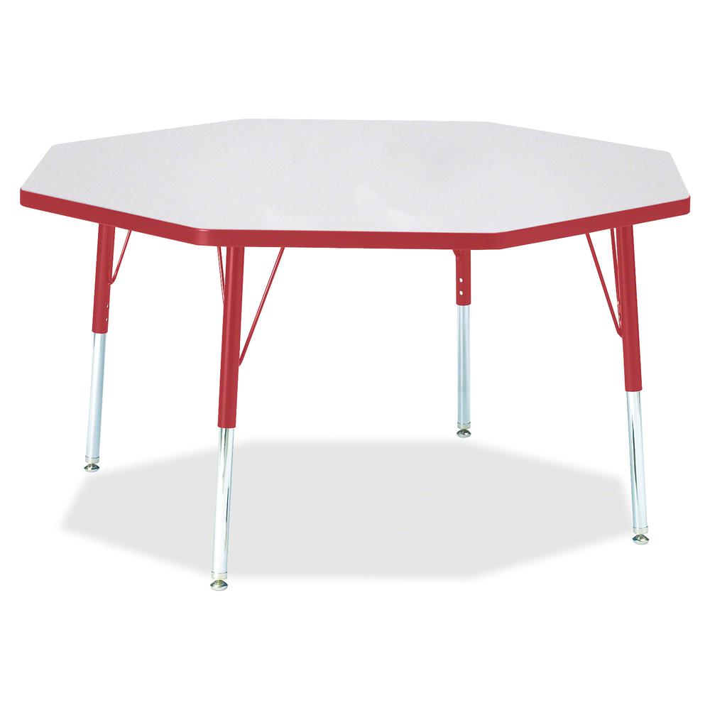 Jonti-Craft Berries Adult Height Color Edge Octagon Table - Gray Octagonal, Laminated Top - Four Leg Base - 4 Legs - Adjustable Height - 24" to 31" Adjustment x 1.13" Table Top Thickness x 48" Table T. Picture 2