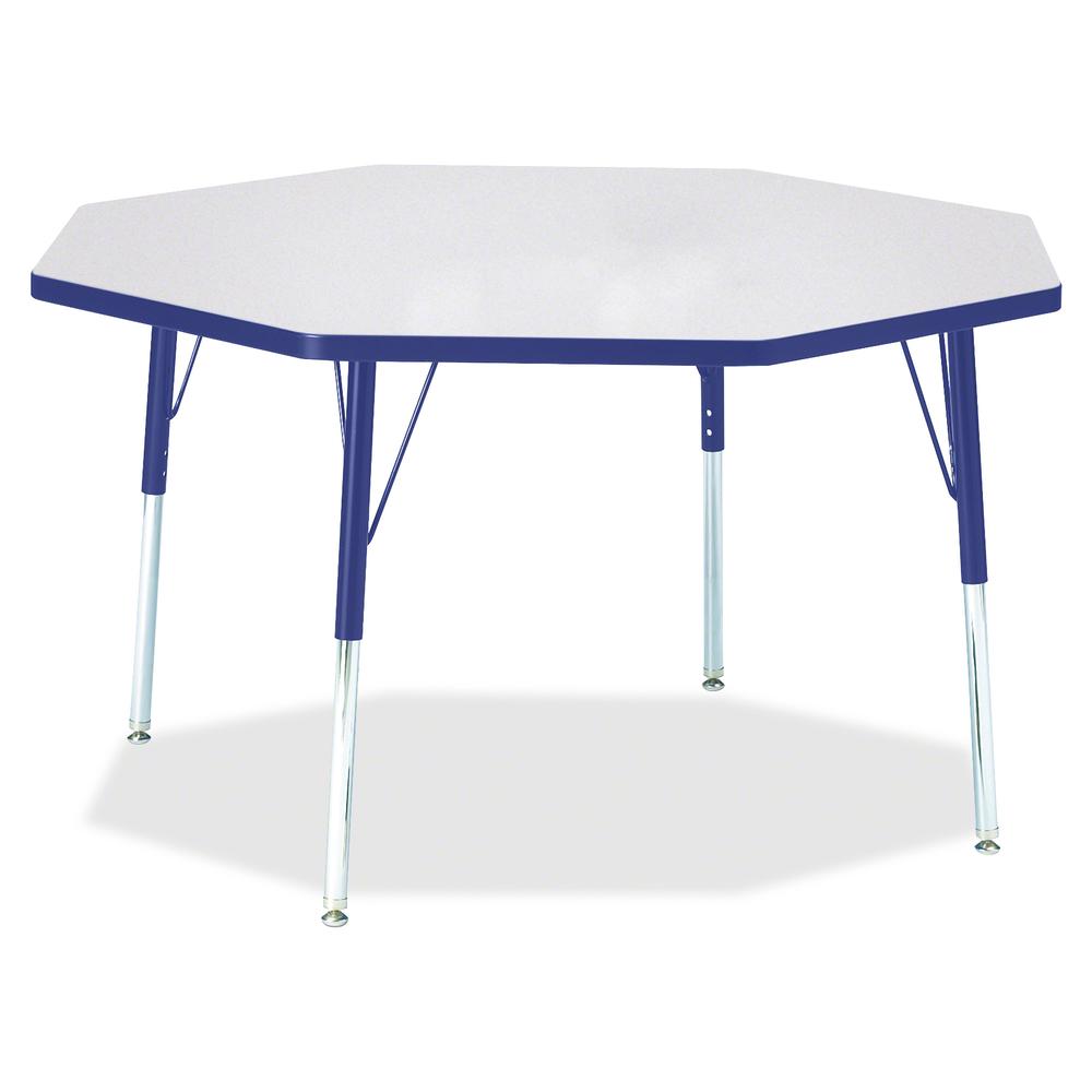 Jonti-Craft Berries Adult Height Color Edge Octagon Table - Gray Octagonal, Laminated Top - Four Leg Base - 4 Legs - Adjustable Height - 24" to 31" Adjustment x 1.13" Table Top Thickness x 48" Table T. Picture 2