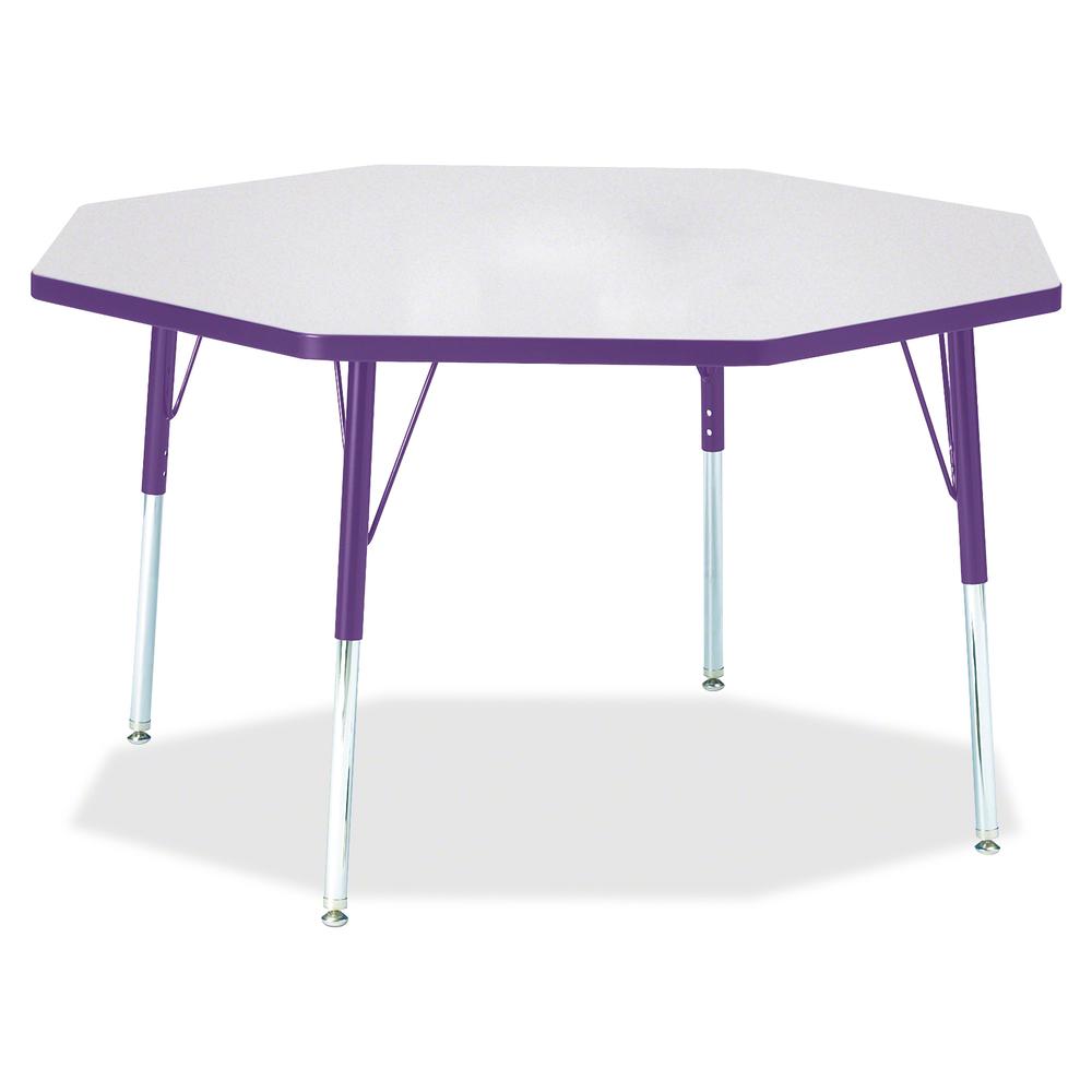 Jonti-Craft Berries Adult Height Color Edge Octagon Table - For - Table TopLaminated Octagonal, Purple Top - Four Leg Base - 4 Legs - Adjustable Height - 24" to 31" Adjustment x 1.13" Table Top Thickn. Picture 3