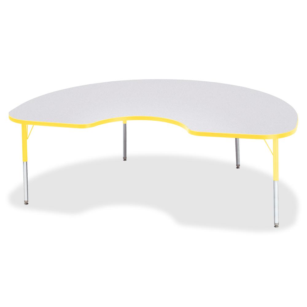 Jonti-Craft Berries Elementary Height Color Edge Kidney Table - Laminated Kidney-shaped, Yellow Top - Four Leg Base - 4 Legs - Adjustable Height - 15" to 24" Adjustment - 72" Table Top Length x 48" Ta. Picture 3