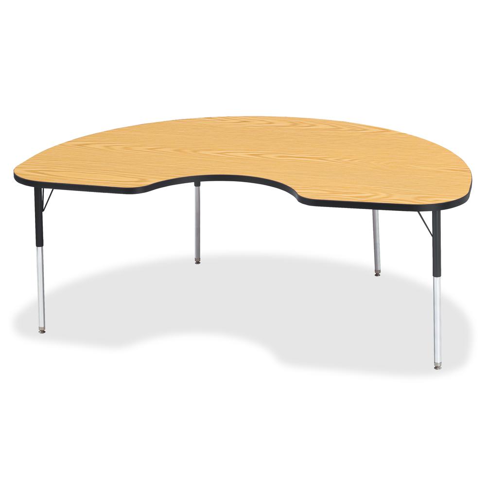 Jonti-Craft Berries Adult Color Top Kidney Table - Black Oak Kidney-shaped, Laminated Top - Four Leg Base - 4 Legs - Adjustable Height - 24" to 31" Adjustment - 72" Table Top Length x 48" Table Top Wi. Picture 2