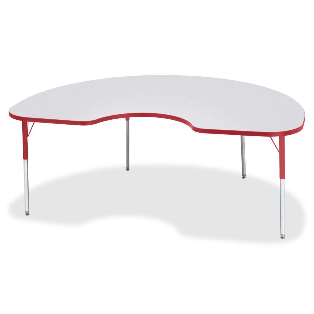 Jonti-Craft Berries Adult Height Prism Color Edge Kidney Table - For - Table TopLaminated Kidney-shaped, Red Top - Four Leg Base - 4 Legs - Adjustable Height - 24" to 31" Adjustment - 72" Table Top Le. Picture 3