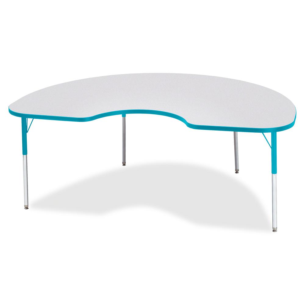 Jonti-Craft Berries Adult Height Prism Color Edge Kidney Table - Laminated Kidney-shaped, Teal Top - Four Leg Base - 4 Legs - Adjustable Height - 24" to 31" Adjustment - 72" Table Top Length x 48" Tab. Picture 2