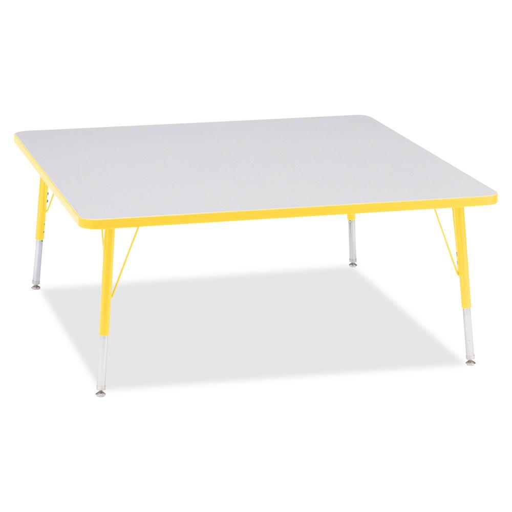 Jonti-Craft Berries Elementary Height Color Edge Square Table - For - Table TopLaminated Square, Yellow Top - Four Leg Base - 4 Legs - Adjustable Height - 15" to 24" Adjustment - 48" Table Top Length . Picture 3