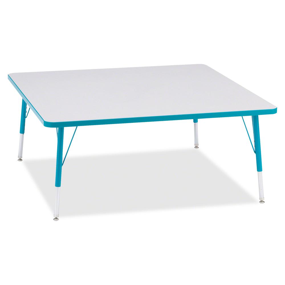 Jonti-Craft Berries Elementary Height Color Edge Square Table - Laminated Square, Teal Top - Four Leg Base - 4 Legs - Adjustable Height - 15" to 24" Adjustment - 48" Table Top Length x 48" Table Top W. Picture 3