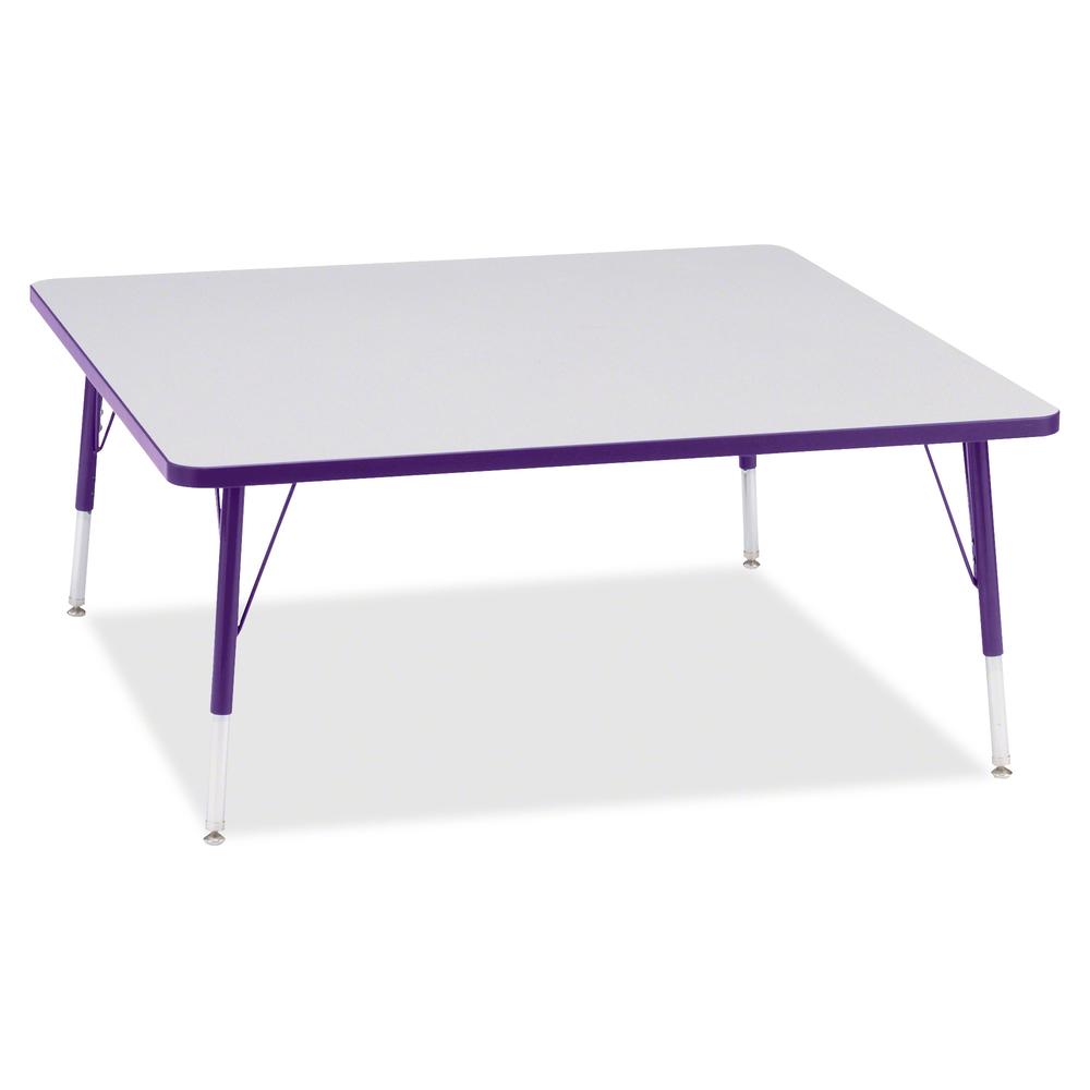 Jonti-Craft Berries Elementary Height Color Edge Square Table - Laminated Square, Purple Top - Four Leg Base - 4 Legs - Adjustable Height - 15" to 24" Adjustment - 48" Table Top Length x 48" Table Top. Picture 3