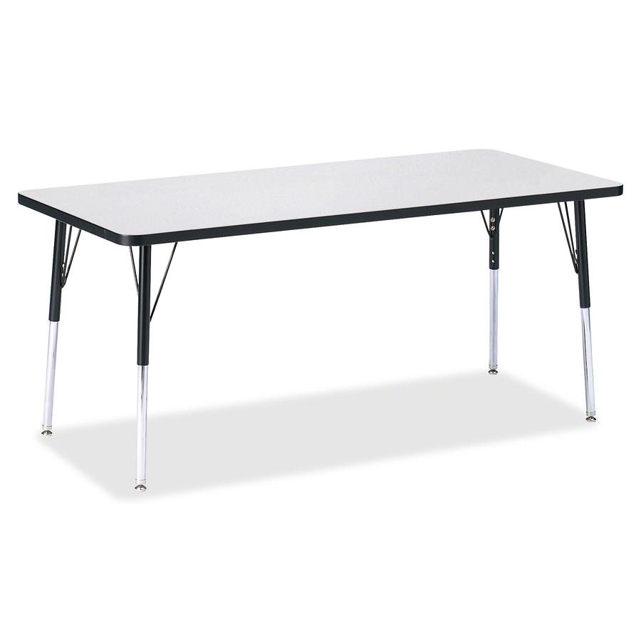 Jonti-Craft Berries Adult Height Color Edge Rectangle Table - Black Rectangle, Laminated Top - Four Leg Base - 4 Legs - Adjustable Height - 24" to 31" Adjustment - 72" Table Top Length x 30" Table Top. Picture 2