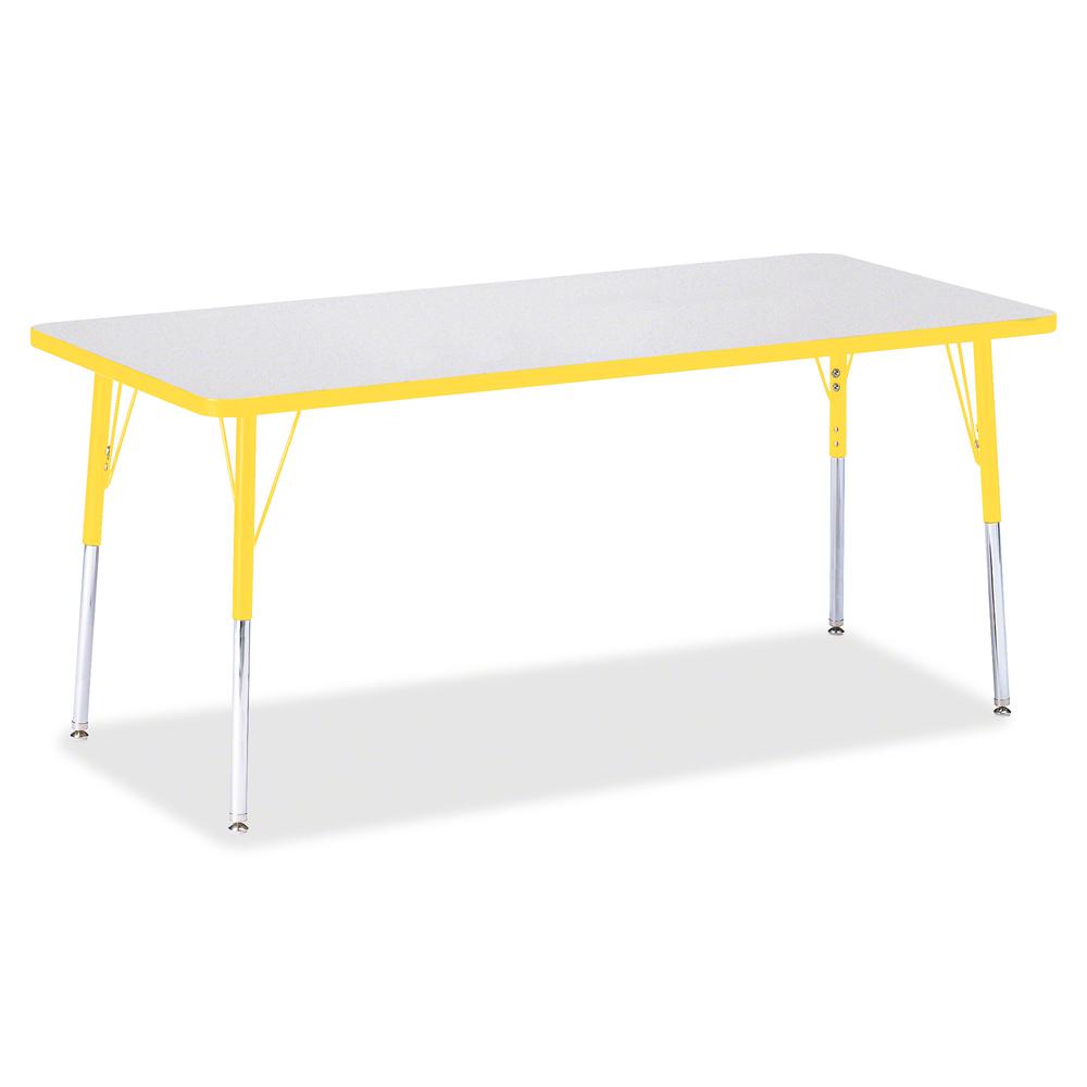 Jonti-Craft Berries Adult Height Color Edge Rectangle Table - Laminated Rectangle, Yellow Top - Four Leg Base - 4 Legs - Adjustable Height - 24" to 31" Adjustment - 72" Table Top Length x 30" Table To. Picture 3