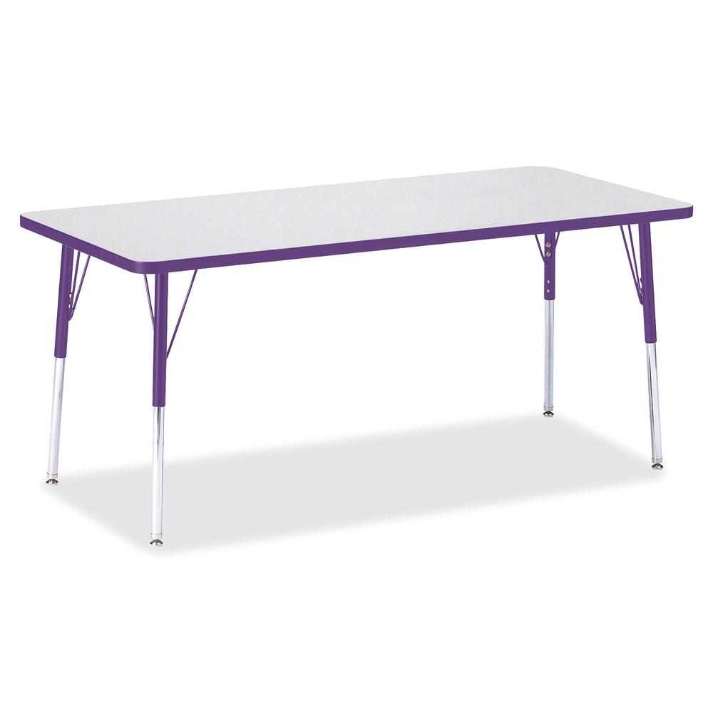 Jonti-Craft Berries Adult Height Color Edge Rectangle Table - Laminated Rectangle, Purple Top - Four Leg Base - 4 Legs - Adjustable Height - 24" to 31" Adjustment - 72" Table Top Length x 30" Table To. Picture 3