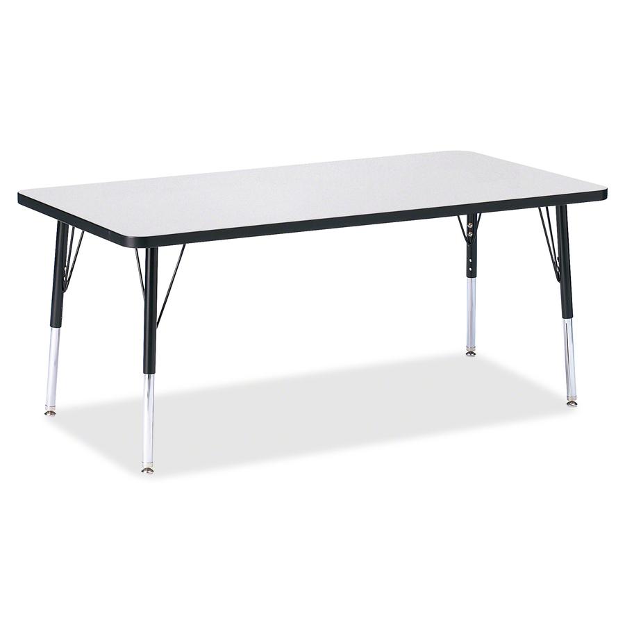 Jonti-Craft Berries Elementary Height Color Edge Rectangle Table - Black Rectangle, Laminated Top - Four Leg Base - 4 Legs - Adjustable Height - 15" to 24" Adjustment - 60" Table Top Length x 30" Tabl. Picture 2